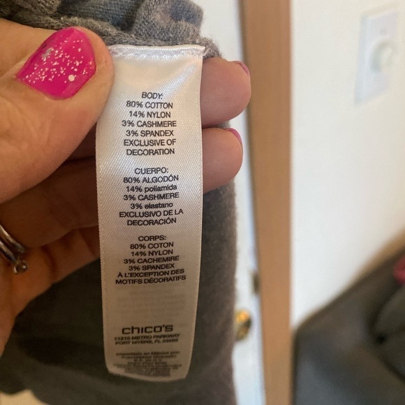 Chicos’s Zenergy size 1 cotton/cashmere/nylon/spandex hooded zip up - Picture 4 of 7